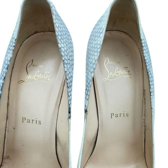 Christian Louboutin Roccia Watersnake Bianca 140 Platform Pumps Size 8.5 - Picture 7 of 13